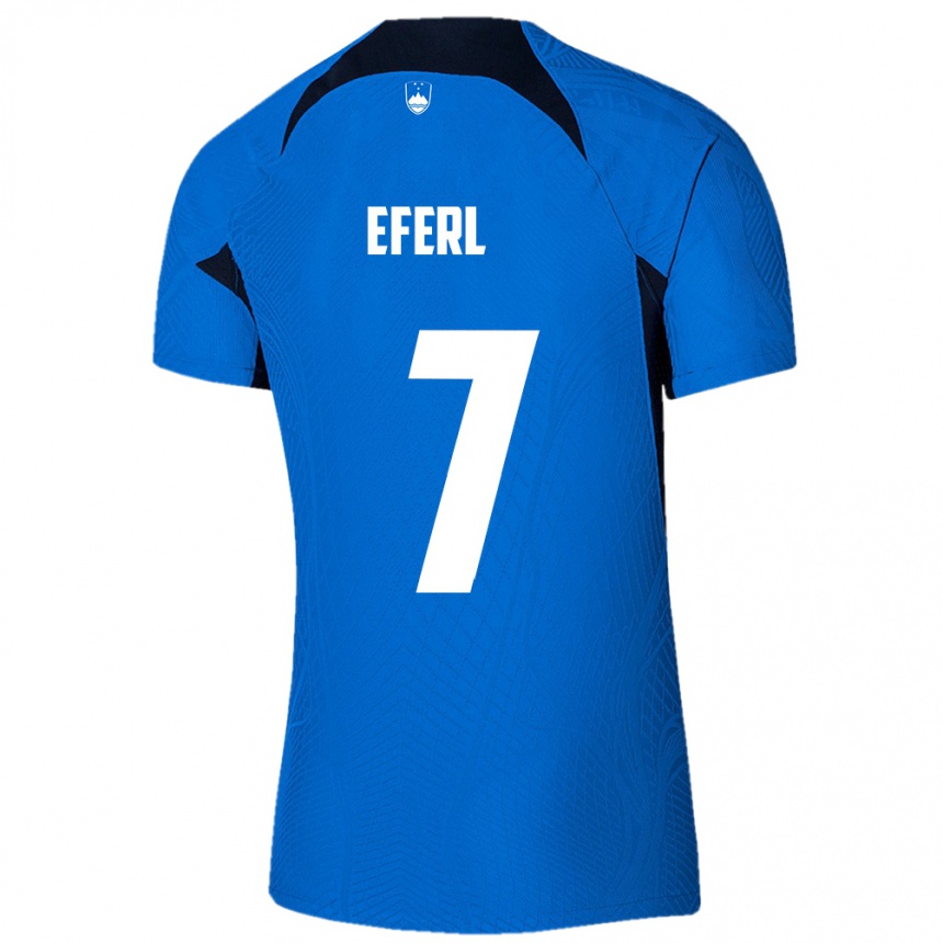 Kids Football Slovenia Anja Eferl #7 Blue Away Jersey 24-26 T-Shirt Nz