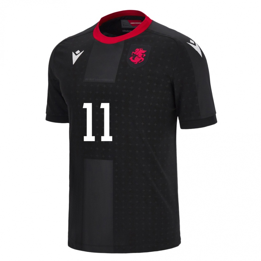 Kids Football Georgia Jaduli Iobashvili #11 Black Away Jersey 24-26 T-Shirt Nz