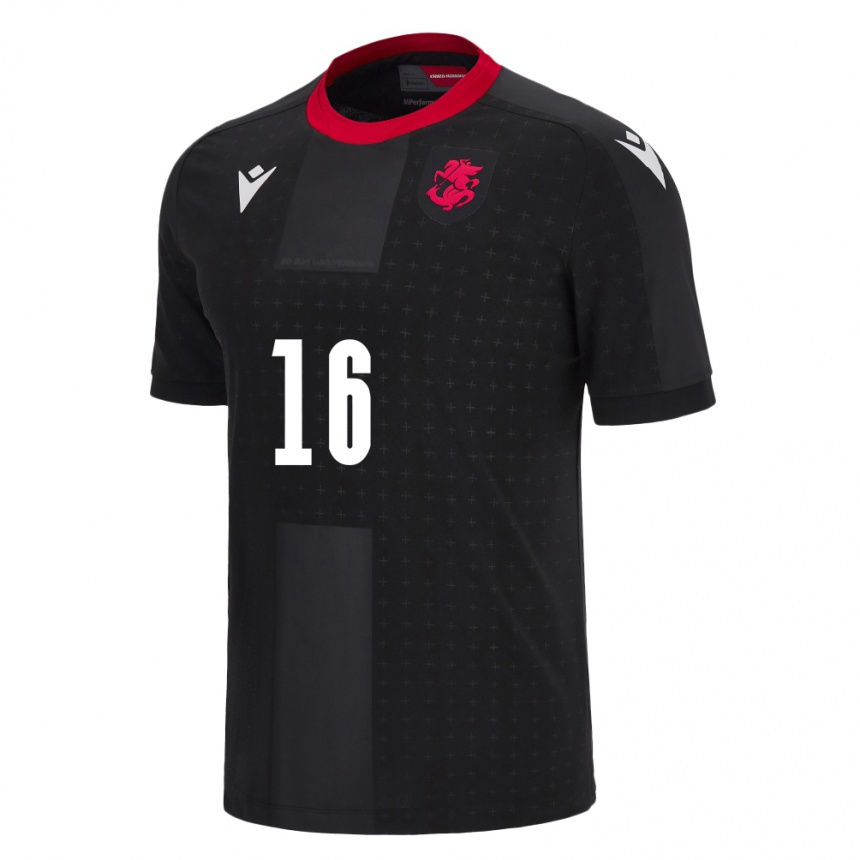 Kids Football Georgia Nikoloz Kantidze #16 Black Away Jersey 24-26 T-Shirt Nz