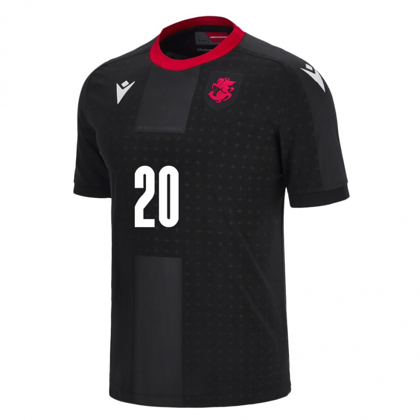 Kids Football Georgia Luka Latsabidze #20 Black Away Jersey 24-26 T-Shirt Nz