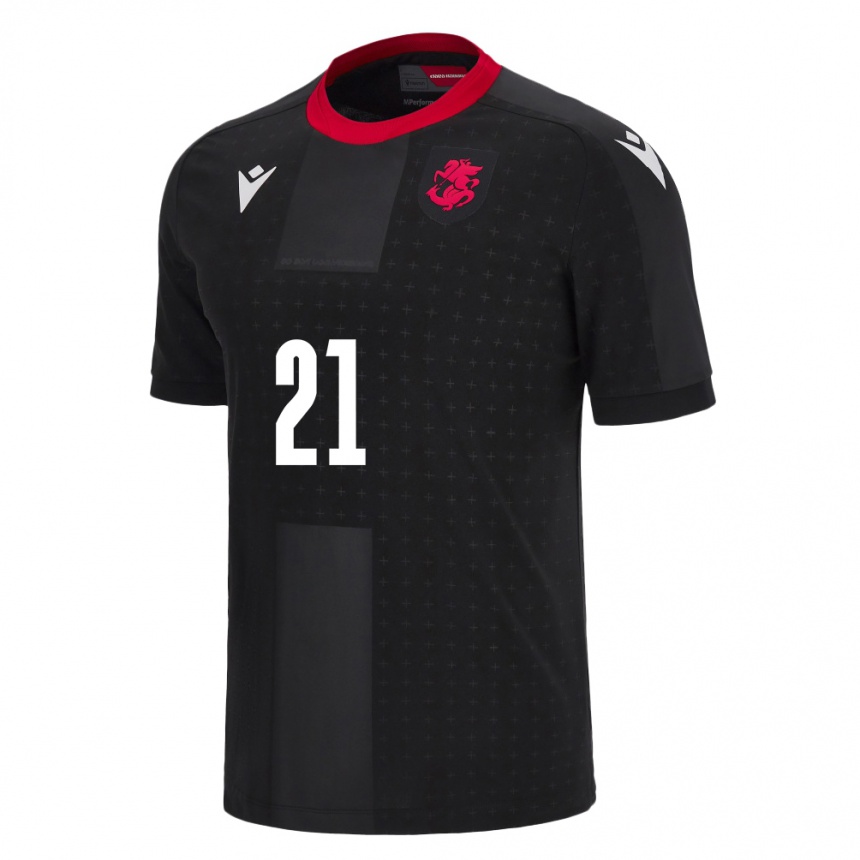 Kids Football Georgia Otar Mamageishvili #21 Black Away Jersey 24-26 T-Shirt Nz