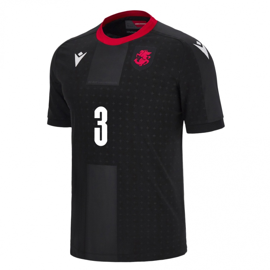 Kids Football Georgia Mariami Janikashvili #3 Black Away Jersey 24-26 T-Shirt Nz