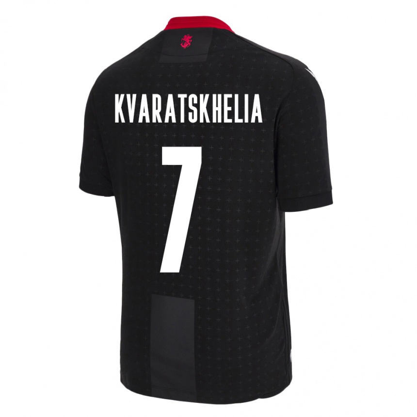 Kids Football Georgia Khvicha Kvaratskhelia #7 Black Away Jersey 24-26 T-Shirt Nz