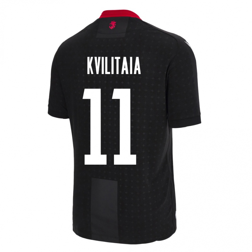 Kids Football Georgia Giorgi Kvilitaia #11 Black Away Jersey 24-26 T-Shirt Nz