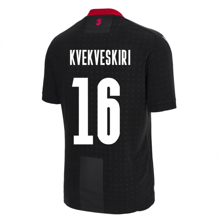 Kids Football Georgia Nika Kvekveskiri #16 Black Away Jersey 24-26 T-Shirt Nz