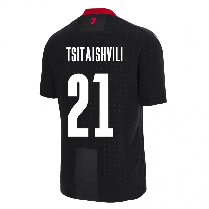 Kids Football Georgia Georgiy Tsitaishvili #21 Black Away Jersey 24-26 T-Shirt Nz