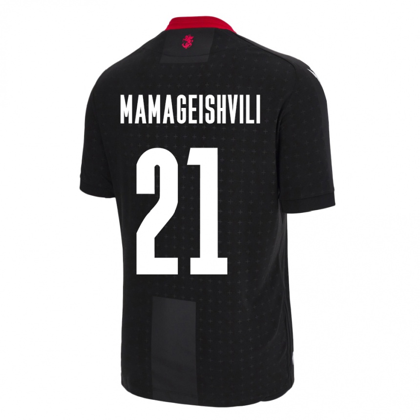 Kids Football Georgia Otar Mamageishvili #21 Black Away Jersey 24-26 T-Shirt Nz