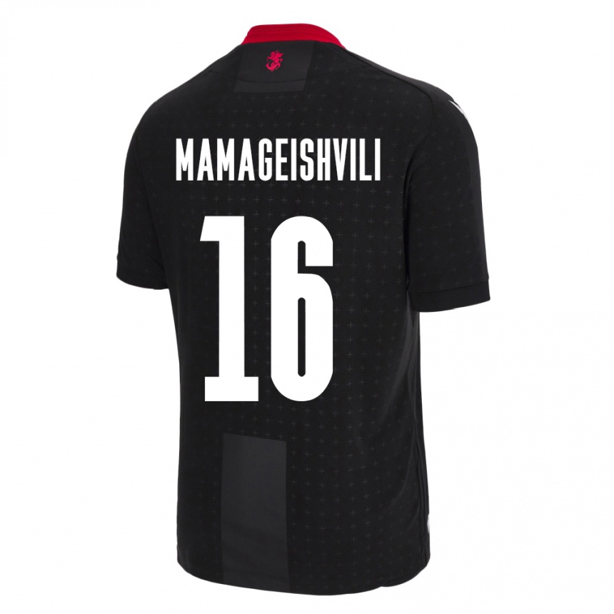 Kids Football Georgia Gizo Mamageishvili #16 Black Away Jersey 24-26 T-Shirt Nz