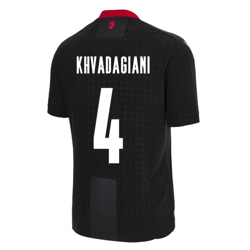 Kids Football Georgia Saba Khvadagiani #4 Black Away Jersey 24-26 T-Shirt Nz