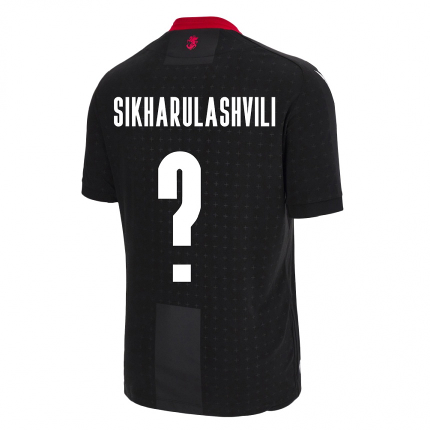 Kids Football Georgia Nika Sikharulashvili #0 Black Away Jersey 24-26 T-Shirt Nz