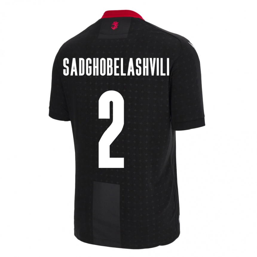 Kids Football Georgia Gela Sadghobelashvili #2 Black Away Jersey 24-26 T-Shirt Nz