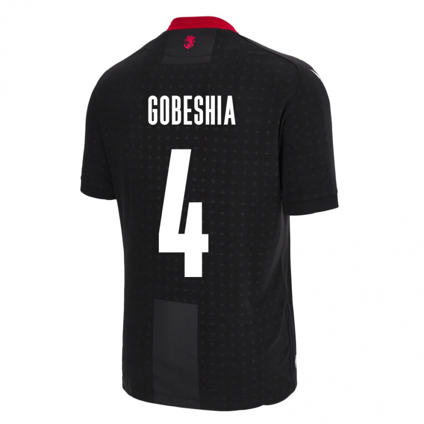 Kids Football Georgia Tengo Gobeshia #4 Black Away Jersey 24-26 T-Shirt Nz