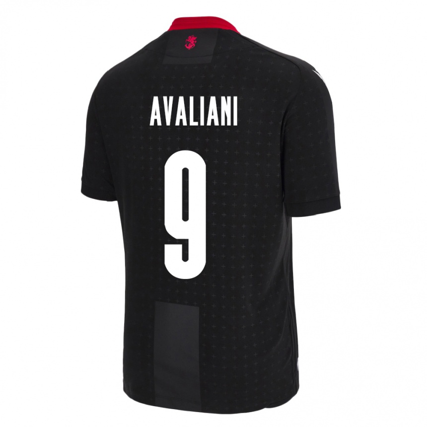 Kids Football Georgia Aleksandre Avaliani #9 Black Away Jersey 24-26 T-Shirt Nz