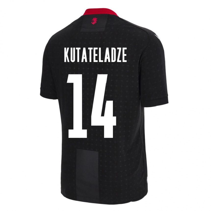 Kids Football Georgia Alexandre Kutateladze #14 Black Away Jersey 24-26 T-Shirt Nz