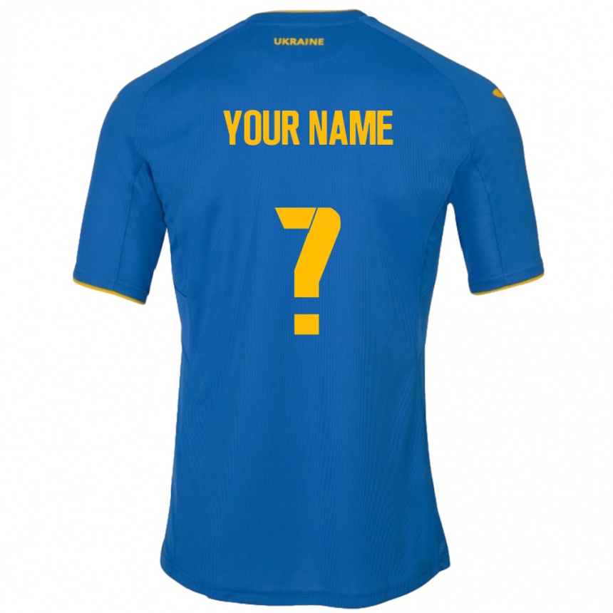 Kids Football Ukraine Your Name #0 Blue Away Jersey 24-26 T-Shirt Nz