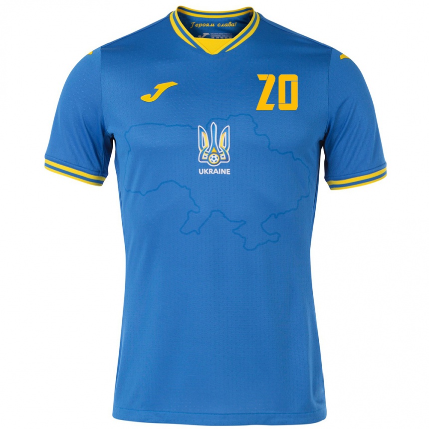 Kids Football Ukraine Artem Ugrynchuk #20 Blue Away Jersey 24-26 T-Shirt Nz