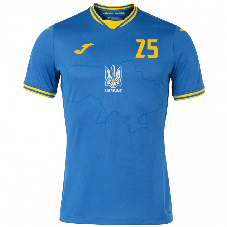 Kids Football Ukraine Vladyslav Vanat #25 Blue Away Jersey 24-26 T-Shirt Nz