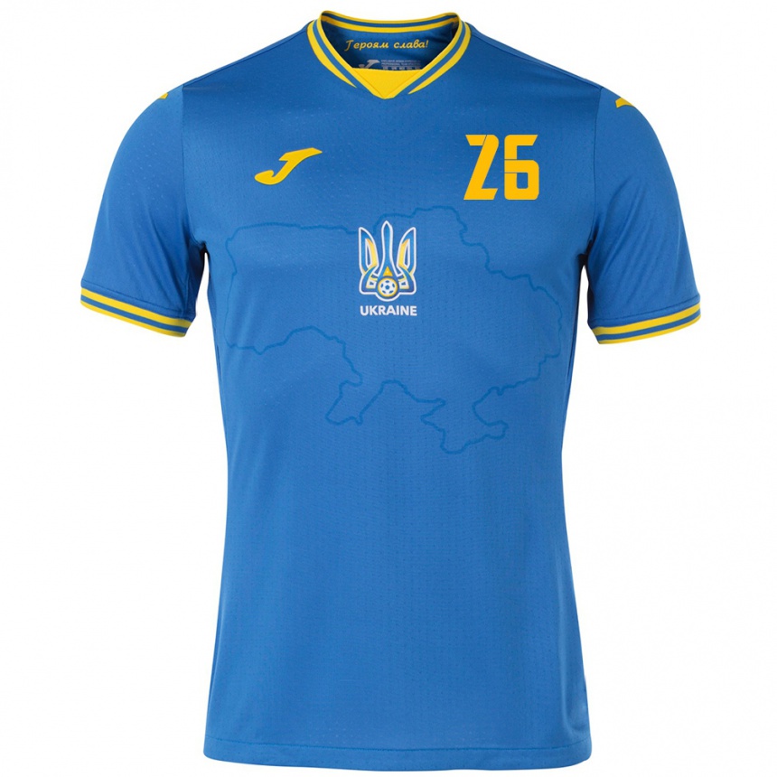 Kids Football Ukraine Bogdan Mykhaylichenko #26 Blue Away Jersey 24-26 T-Shirt Nz