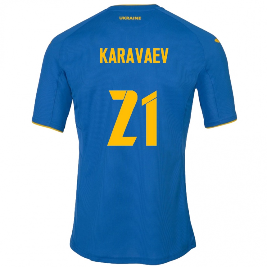 Kids Football Ukraine Oleksandr Karavaev #21 Blue Away Jersey 24-26 T-Shirt Nz