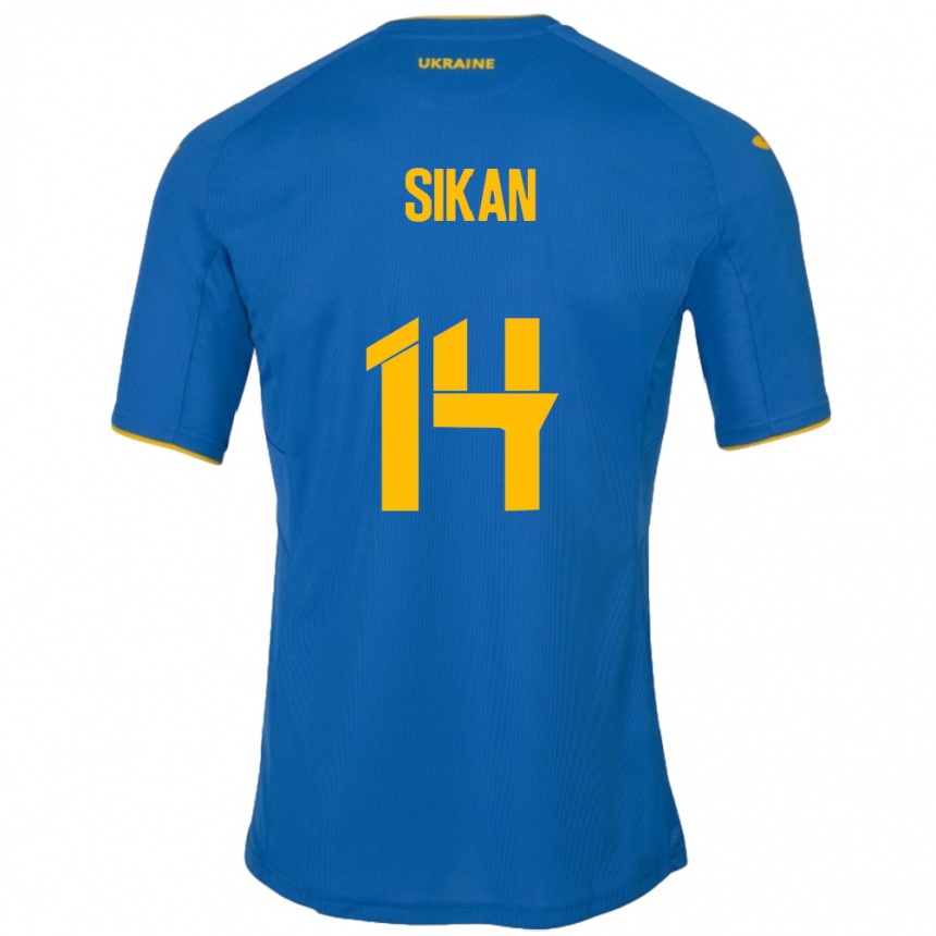 Kids Football Ukraine Danylo Sikan #14 Blue Away Jersey 24-26 T-Shirt Nz