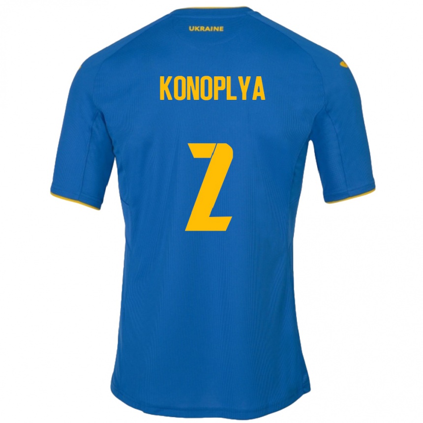 Kids Football Ukraine Yukhym Konoplya #2 Blue Away Jersey 24-26 T-Shirt Nz