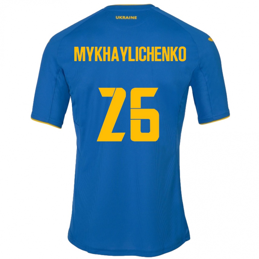 Kids Football Ukraine Bogdan Mykhaylichenko #26 Blue Away Jersey 24-26 T-Shirt Nz