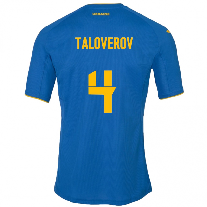 Kids Football Ukraine Maksym Taloverov #4 Blue Away Jersey 24-26 T-Shirt Nz