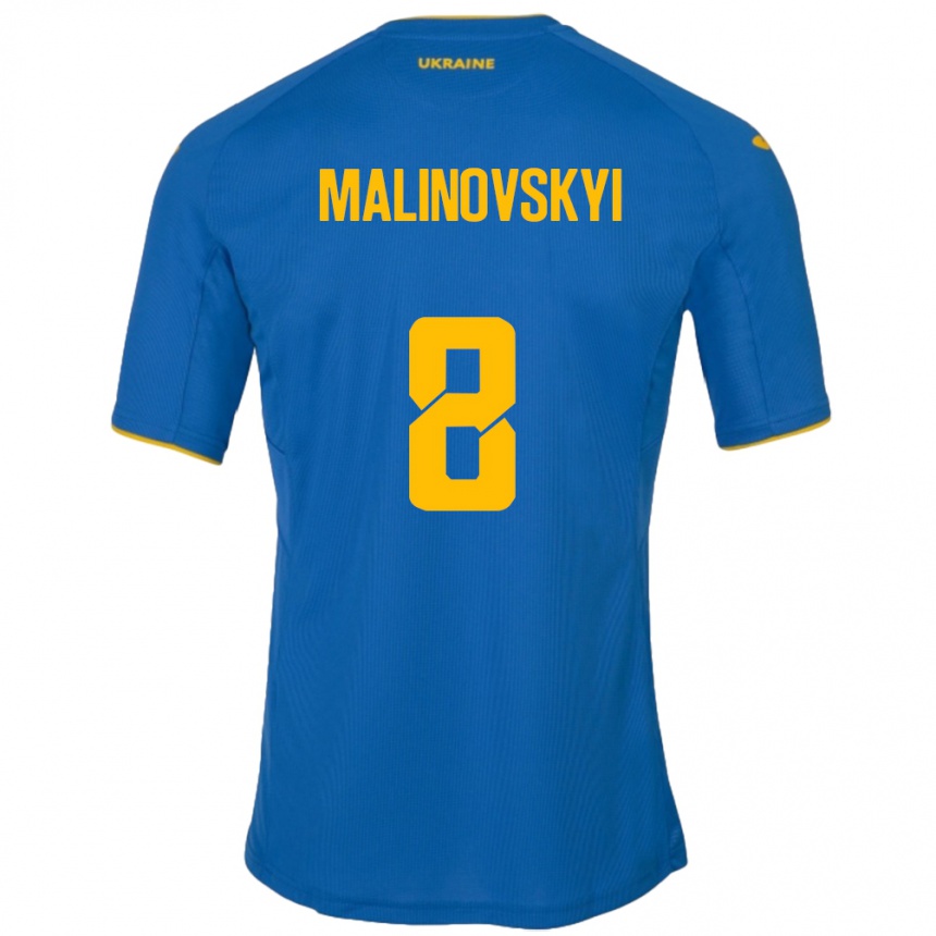 Kids Football Ukraine Ruslan Malinovskyi #8 Blue Away Jersey 24-26 T-Shirt Nz