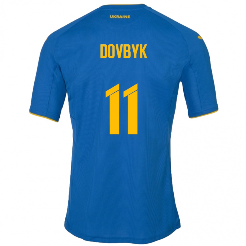 Kids Football Ukraine Artem Dovbyk #11 Blue Away Jersey 24-26 T-Shirt Nz