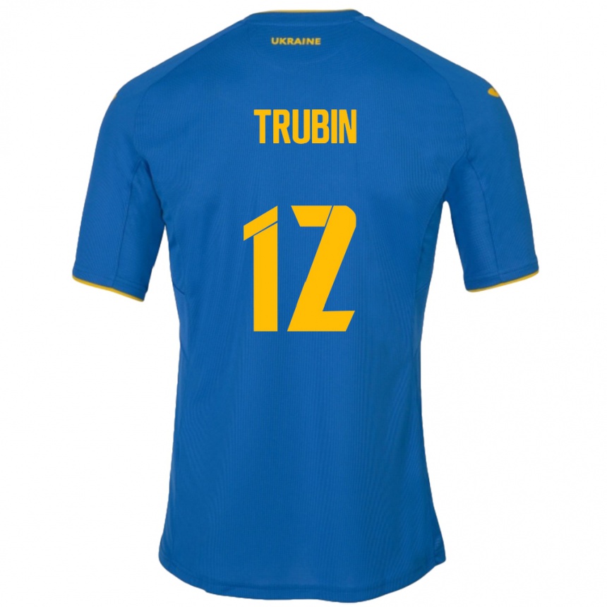 Kids Football Ukraine Anatoliy Trubin #12 Blue Away Jersey 24-26 T-Shirt Nz