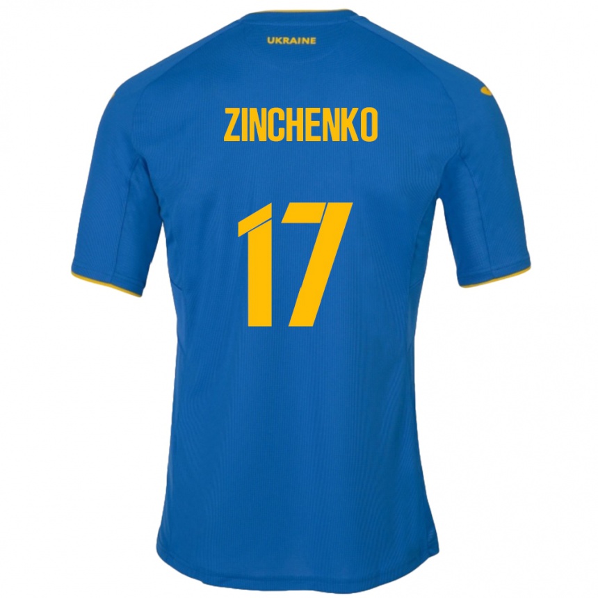 Kids Football Ukraine Oleksandr Zinchenko #17 Blue Away Jersey 24-26 T-Shirt Nz