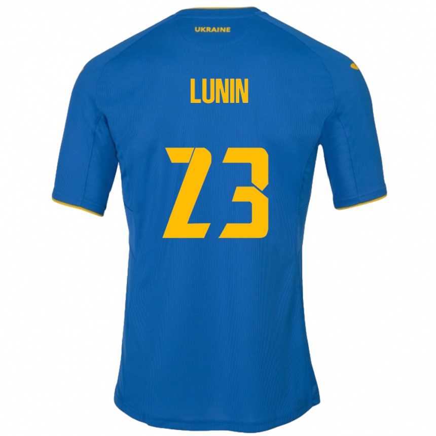 Kids Football Ukraine Andriy Lunin #23 Blue Away Jersey 24-26 T-Shirt Nz