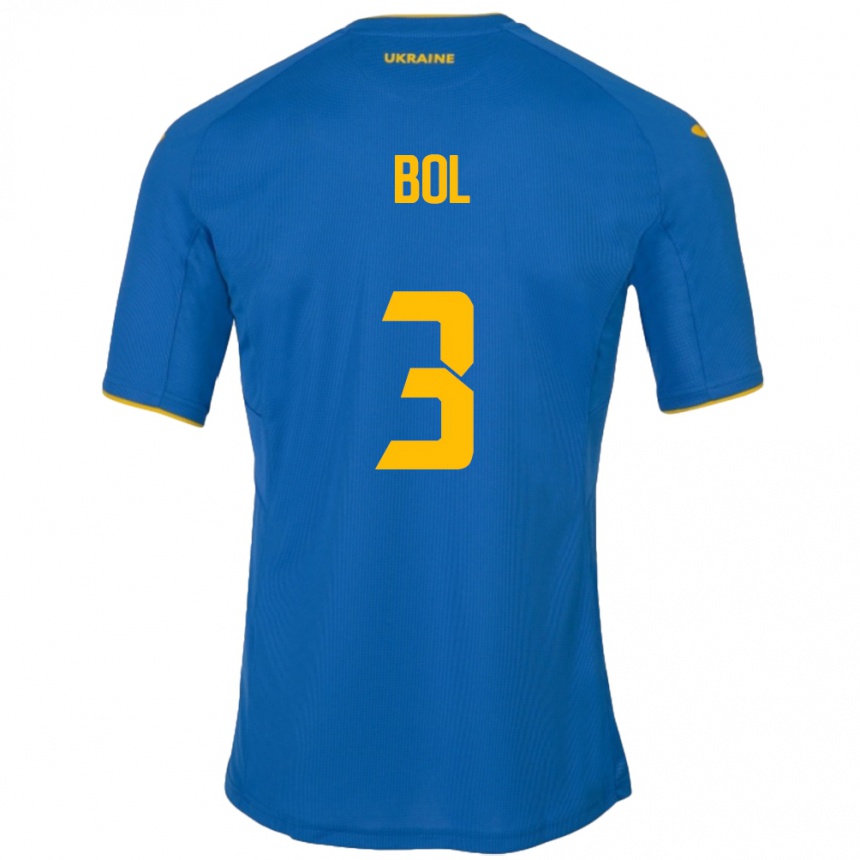 Kids Football Ukraine Anton Bol #3 Blue Away Jersey 24-26 T-Shirt Nz