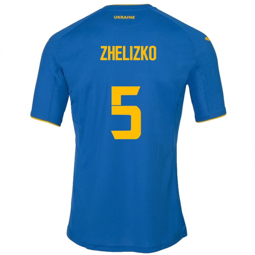 Kids Football Ukraine Ivan Zhelizko #5 Blue Away Jersey 24-26 T-Shirt Nz