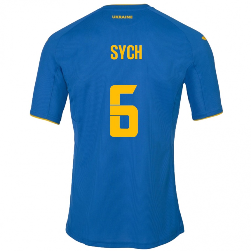 Kids Football Ukraine Oleksiy Sych #6 Blue Away Jersey 24-26 T-Shirt Nz