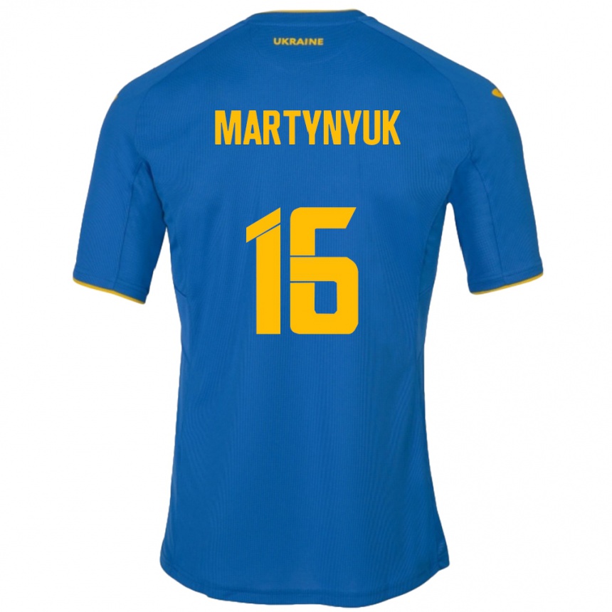 Kids Football Ukraine Oleksandr Martynyuk #16 Blue Away Jersey 24-26 T-Shirt Nz