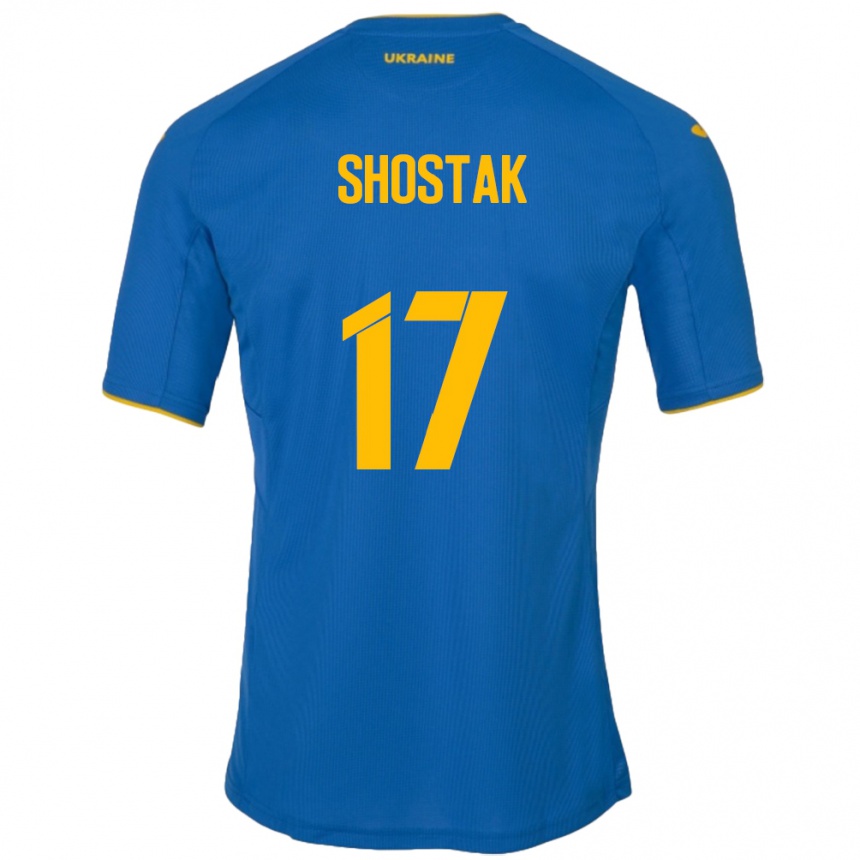 Kids Football Ukraine Denys Shostak #17 Blue Away Jersey 24-26 T-Shirt Nz