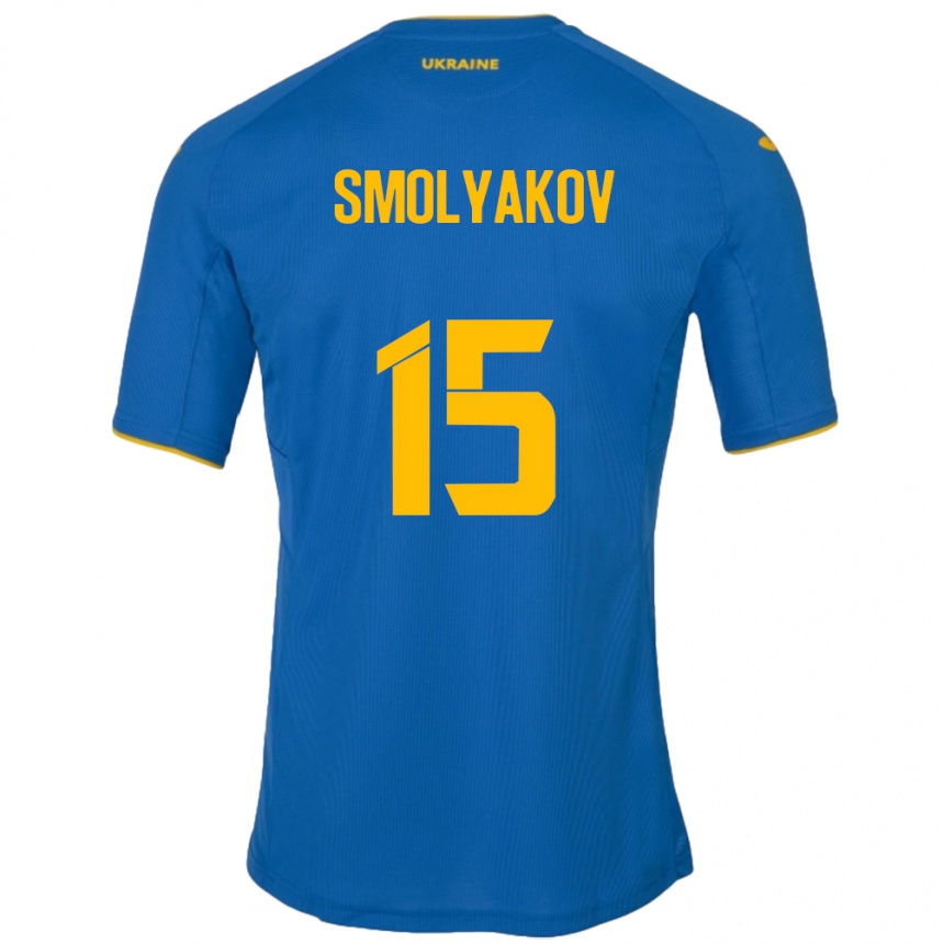 Kids Football Ukraine Artem Smolyakov #15 Blue Away Jersey 24-26 T-Shirt Nz