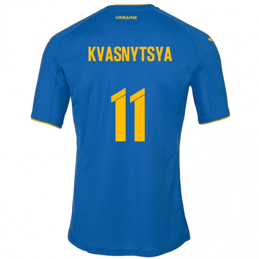 Kids Football Ukraine Ilya Kvasnytsya #11 Blue Away Jersey 24-26 T-Shirt Nz