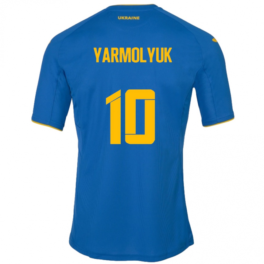 Kids Football Ukraine Yegor Yarmolyuk #10 Blue Away Jersey 24-26 T-Shirt Nz