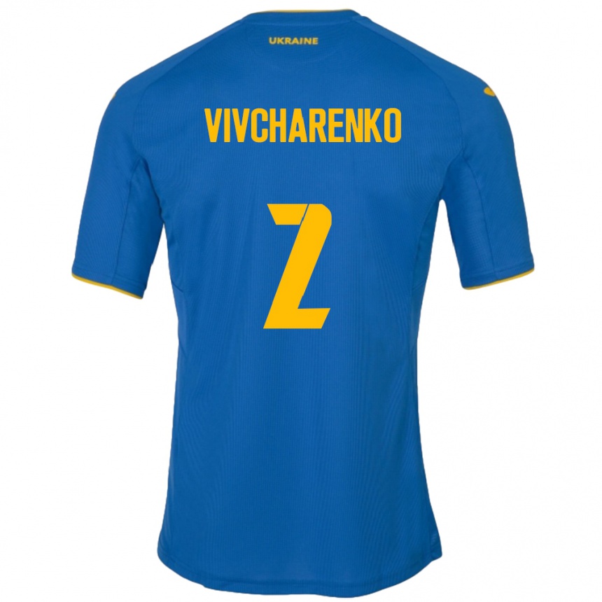 Kids Football Ukraine Kostyantyn Vivcharenko #2 Blue Away Jersey 24-26 T-Shirt Nz