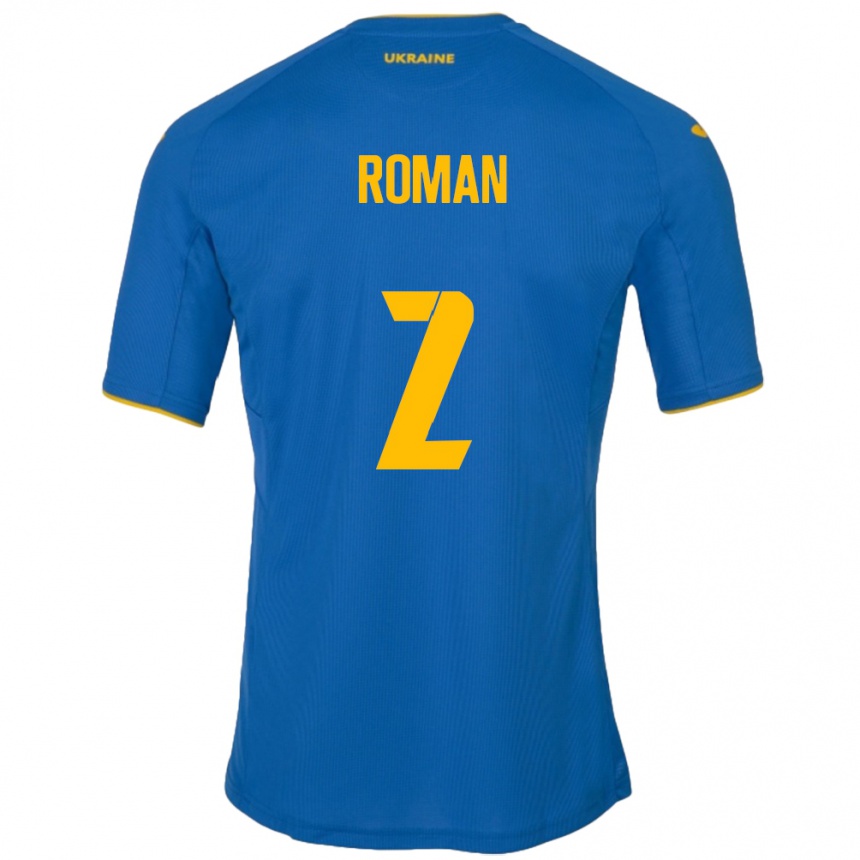 Kids Football Ukraine Vitaliy Roman #2 Blue Away Jersey 24-26 T-Shirt Nz