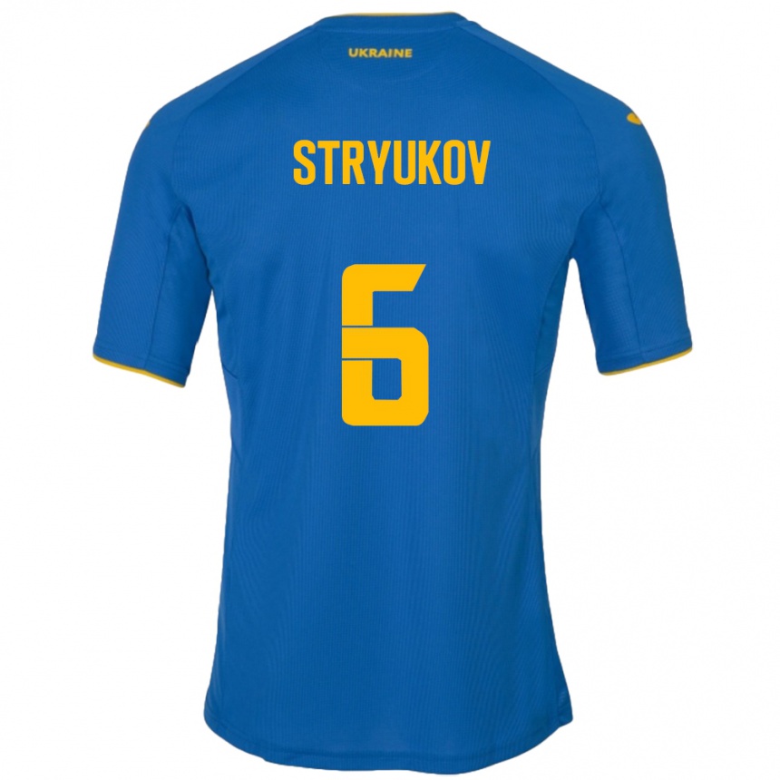 Kids Football Ukraine Maksym Stryukov #6 Blue Away Jersey 24-26 T-Shirt Nz