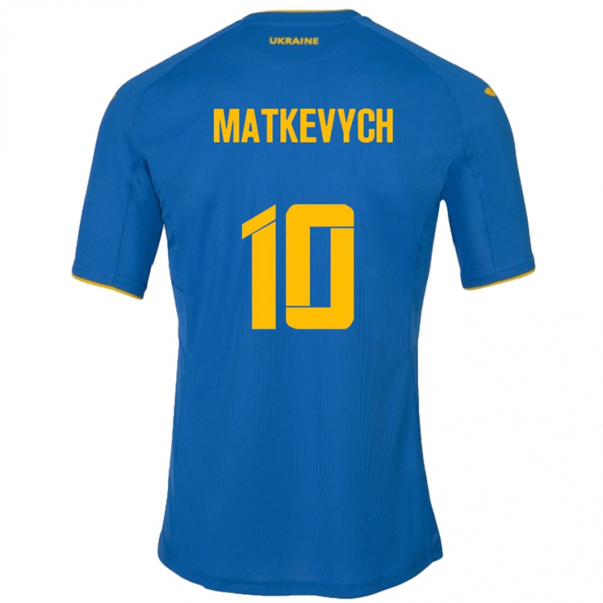 Kids Football Ukraine Andriy Matkevych #10 Blue Away Jersey 24-26 T-Shirt Nz