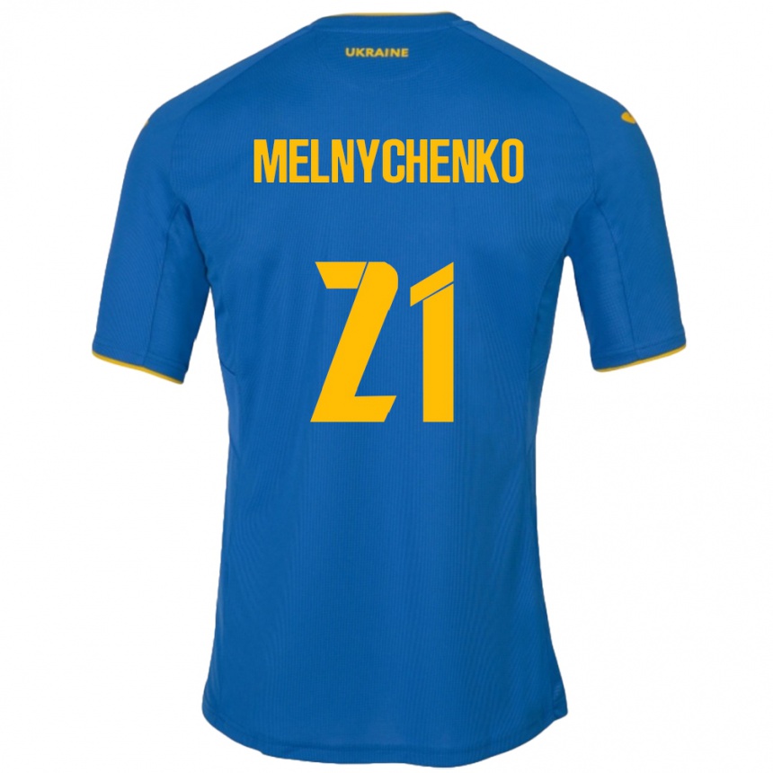 Kids Football Ukraine Maksym Melnychenko #21 Blue Away Jersey 24-26 T-Shirt Nz