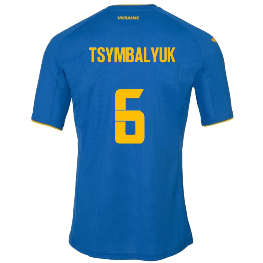 Kids Football Ukraine Maksym Tsymbalyuk #6 Blue Away Jersey 24-26 T-Shirt Nz