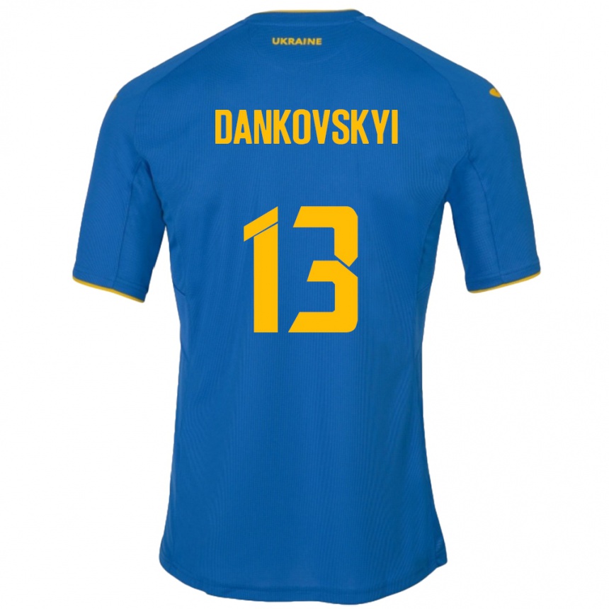 Kids Football Ukraine Yegor Dankovskyi #13 Blue Away Jersey 24-26 T-Shirt Nz