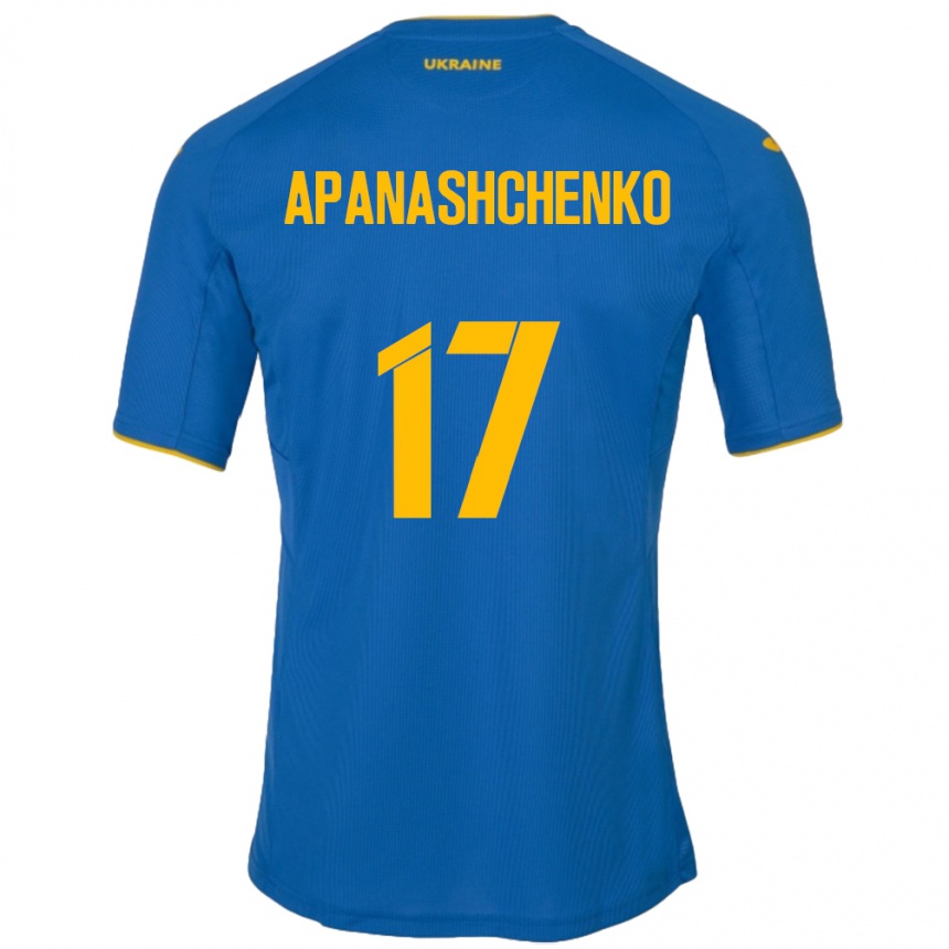 Kids Football Ukraine Daryna Apanashchenko #17 Blue Away Jersey 24-26 T-Shirt Nz