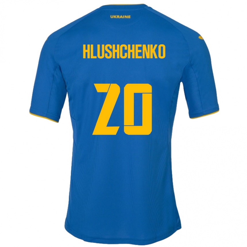 Kids Football Ukraine Inna Hlushchenko #20 Blue Away Jersey 24-26 T-Shirt Nz