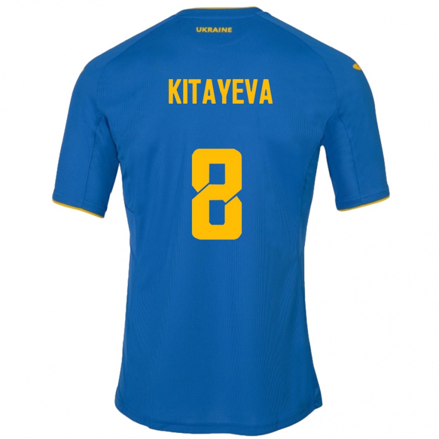 Kids Football Ukraine Tetyana Kitayeva #8 Blue Away Jersey 24-26 T-Shirt Nz